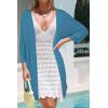 imageArachampampCloz Womens Lightweight Summer Beach Kimonos CardiganDark Blue