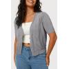imageArachampampCloz Womens Lightweight Summer Business Casual Cropped Short Sleeve CardiganGrey