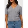 imageArachampampCloz Womens Lightweight Summer Business Casual Cropped Short Sleeve CardiganGrey