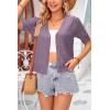 imageArachampampCloz Womens Lightweight Summer Business Casual Cropped Short Sleeve CardiganGrey Purple