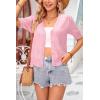 imageArachampampCloz Womens Lightweight Summer Business Casual Cropped Short Sleeve CardiganLight Pink