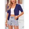 imageArachampampCloz Womens Lightweight Summer Business Casual Cropped Short Sleeve CardiganNavy