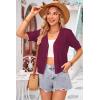 imageArachampampCloz Womens Lightweight Summer Business Casual Cropped Short Sleeve CardiganWine Red