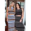 imageArachampampCloz Womens Non See Through 2 Piece Sets Early Fall Tank Top and Midi Skirt Knit OutfitsBluecoffee