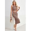 imageArachampampCloz Womens Non See Through 2 Piece Sets Early Fall Tank Top and Midi Skirt Knit OutfitsCoffee