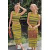 imageArachampampCloz Womens Non See Through 2 Piece Sets Early Fall Tank Top and Midi Skirt Knit OutfitsDark Yellowgreen