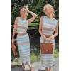 imageArachampampCloz Womens Non See Through 2 Piece Sets Early Fall Tank Top and Midi Skirt Knit OutfitsLight Bluebrown