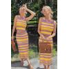 imageArachampampCloz Womens Non See Through 2 Piece Sets Early Fall Tank Top and Midi Skirt Knit OutfitsPurpleyellow