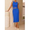 imageArachampampCloz Womens Non See Through 2 Piece Sets Early Fall Tank Top and Midi Skirt Knit OutfitsRoyal Blue