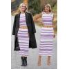imageArachampampCloz Womens Non See Through 2 Piece Sets Early Fall Tank Top and Midi Skirt Knit OutfitsWhitepurple Stripe