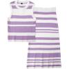 imageArachampampCloz Womens Non See Through 2 Piece Sets Early Fall Tank Top and Midi Skirt Knit OutfitsWhitepurple Stripe