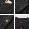 imageArachampampCloz Womens Open Front Cardigan Sweaters Fall Fashion Button Down Knit Chunky Outwear Coats with PocketsBlack