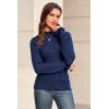 imageArachampampCloz Womens Silk Wool Blend Lace Mock Neck Slim Fitted Sweater Trendy 2025Blue