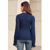 imageArachampampCloz Womens Silk Wool Blend Lace Mock Neck Slim Fitted Sweater Trendy 2025Blue