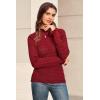 imageArachampampCloz Womens Silk Wool Blend Lace Mock Neck Slim Fitted Sweater Trendy 2025Dark Red