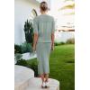 imageArachampampCloz Womens Soft 2 Piece Sets Summer Crochet Top and Midi Slit Skirt Outfits 2025Grey Green