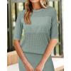imageArachampampCloz Womens Soft 2 Piece Sets Summer Crochet Top and Midi Slit Skirt Outfits 2025Grey Green