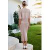 imageArachampampCloz Womens Soft 2 Piece Sets Summer Crochet Top and Midi Slit Skirt Outfits 2025Light Pink