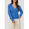 imageArachampampCloz Womens Soft Cropped Cardigan Casual Lightweight Shrug Sweater TopsBlue