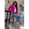 imageArachampampCloz Womens Soft Cropped Cardigan Casual Lightweight Shrug Sweater TopsMagenta Pink
