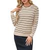imageArachampampCloz Womens Soft Knit Sweater Fall Dressy Casual Pullover TopsStriped Apricot Black