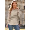 imageArachampampCloz Womens Soft Knit Sweater Fall Dressy Casual Pullover TopsStriped Apricot Black