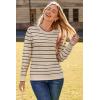 imageArachampampCloz Womens Soft Knit Sweater Fall Dressy Casual Pullover TopsStriped Apricot Black