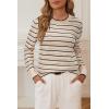 imageArachampampCloz Womens Soft Knit Sweater Fall Dressy Casual Pullover TopsStriped Apricot Black