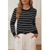imageArachampampCloz Womens Soft Knit Sweater Fall Dressy Casual Pullover TopsStriped Black White