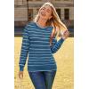 imageArachampampCloz Womens Soft Knit Sweater Fall Dressy Casual Pullover TopsStriped Blue White