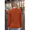imageArachampampCloz Womens Soft Knit Sweater Fall Dressy Casual Pullover TopsStriped Pumpkin Black
