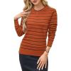 imageArachampampCloz Womens Soft Knit Sweater Fall Dressy Casual Pullover TopsStriped Pumpkin Black