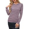 imageArachampampCloz Womens Soft Knit Sweater Fall Dressy Casual Pullover TopsStriped Purple White