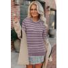 imageArachampampCloz Womens Soft Knit Sweater Fall Dressy Casual Pullover TopsStriped Purple White