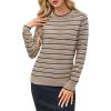 imageArachampampCloz Womens Soft Knit Sweater Fall Dressy Casual Pullover TopsStriped Taupe Black