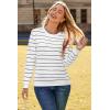 imageArachampampCloz Womens Soft Knit Sweater Fall Dressy Casual Pullover TopsStriped White Black