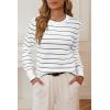 imageArachampampCloz Womens Soft Knit Sweater Fall Dressy Casual Pullover TopsStriped White Black