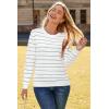 imageArachampampCloz Womens Soft Knit Sweater Fall Dressy Casual Pullover TopsStriped White Green