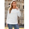 imageArachampampCloz Womens Soft Knit Sweater Fall Dressy Casual Pullover TopsStriped White Green