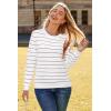 imageArachampampCloz Womens Soft Knit Sweater Fall Dressy Casual Pullover TopsStriped White Purple