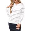 imageArachampampCloz Womens Soft Knit Sweater Fall Dressy Casual Pullover TopsStriped White Purple