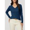 imageArachampampCloz Womens Soft V Neck Long Sleeve Fall Casual Regular Fit Sweater TopsBlue