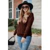 imageArachampampCloz Womens Soft V Neck Long Sleeve Fall Casual Regular Fit Sweater TopsBrown