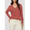 imageArachampampCloz Womens Soft V Neck Long Sleeve Fall Casual Regular Fit Sweater TopsCoral Red
