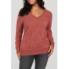 imageArachampampCloz Womens Soft V Neck Long Sleeve Fall Casual Regular Fit Sweater TopsCoral Red