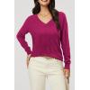 imageArachampampCloz Womens Soft V Neck Long Sleeve Fall Casual Regular Fit Sweater TopsDark Rose