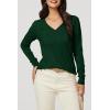 imageArachampampCloz Womens Soft V Neck Long Sleeve Fall Casual Regular Fit Sweater TopsGreen