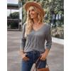 imageArachampampCloz Womens Soft V Neck Long Sleeve Fall Casual Regular Fit Sweater TopsGrey