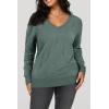 imageArachampampCloz Womens Soft V Neck Long Sleeve Fall Casual Regular Fit Sweater TopsGrey Green