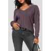 imageArachampampCloz Womens Soft V Neck Long Sleeve Fall Casual Regular Fit Sweater TopsGrey Purple